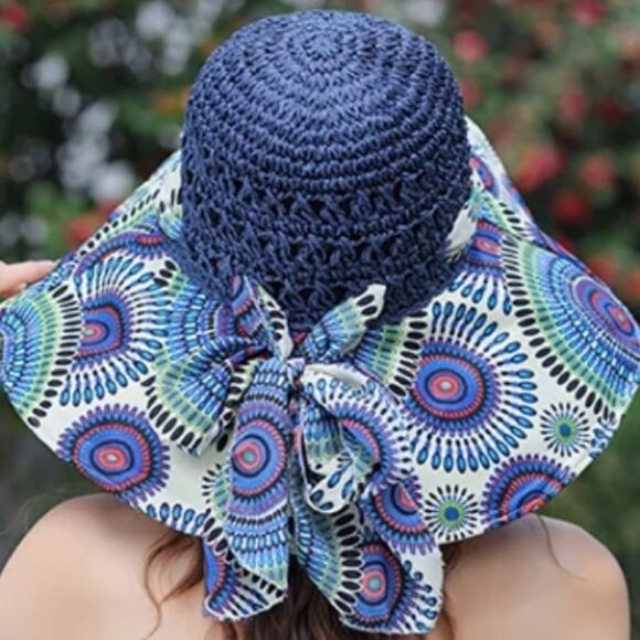 WIDE BRIM FABRIC AND STRAW HAT - Picture 1 of 2